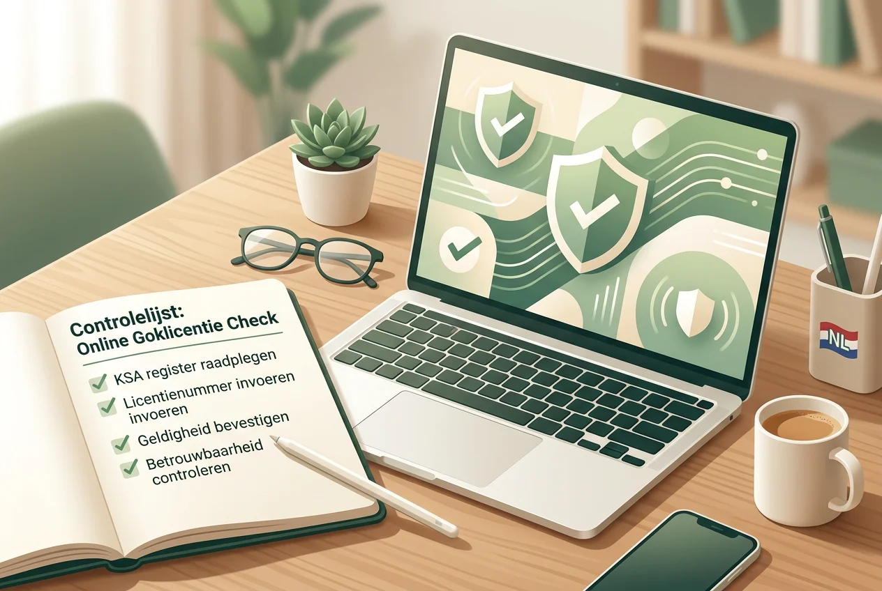 Rustige werktafel met checklist voor vergunning en risico's
