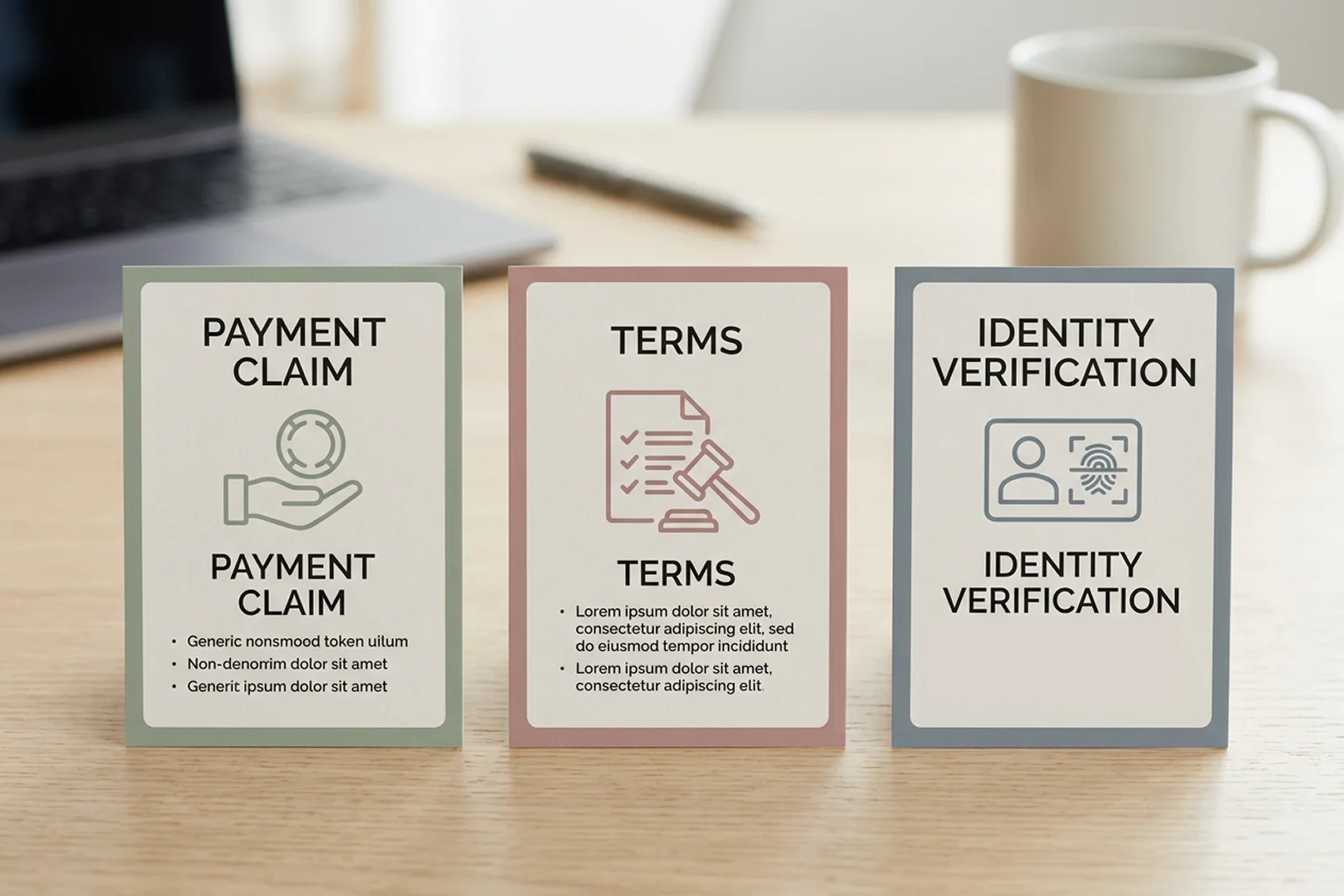 Schematische vergelijking tussen betaalclaim, voorwaarden en identiteit